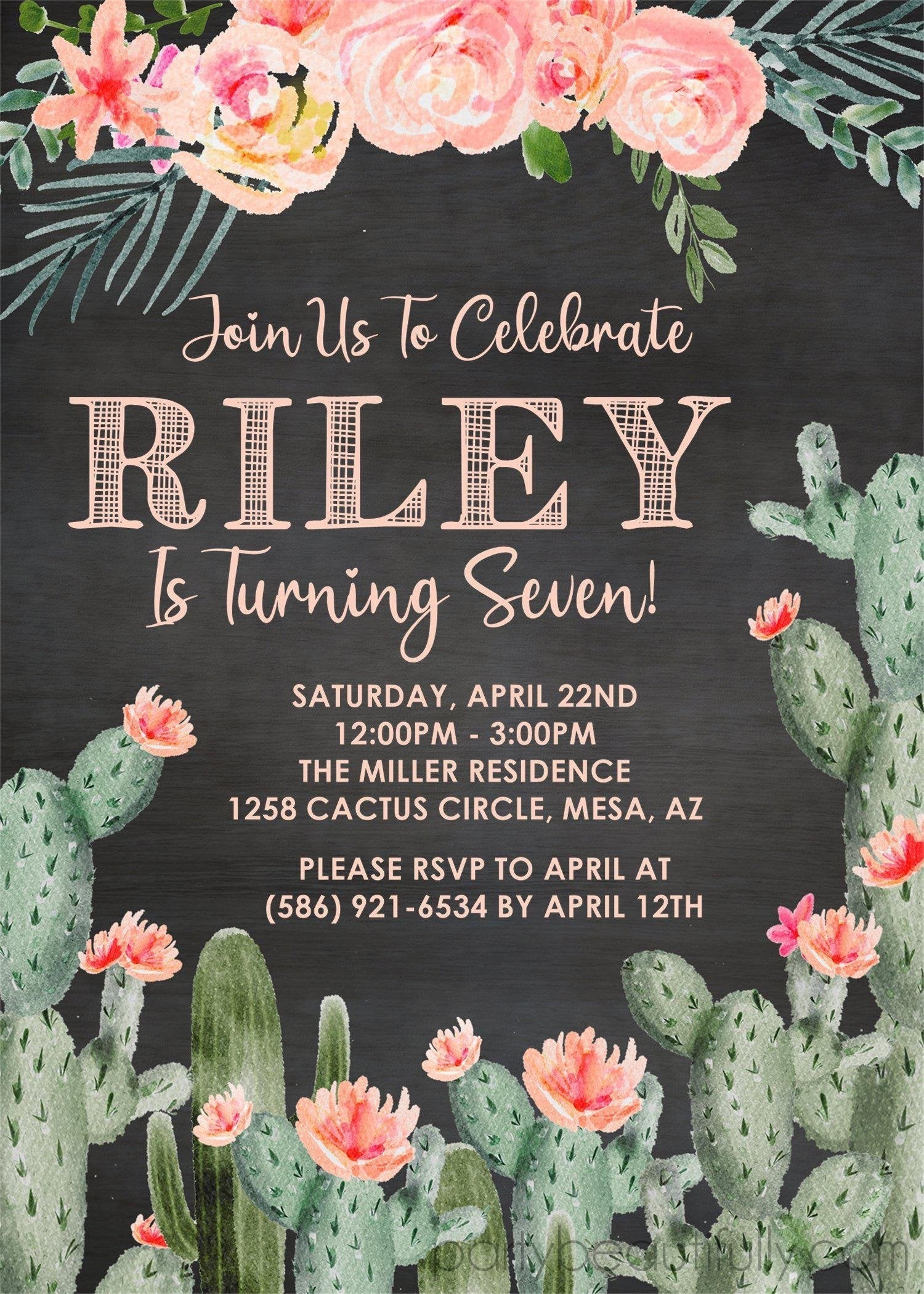 Cactus Birthday Party Invitations