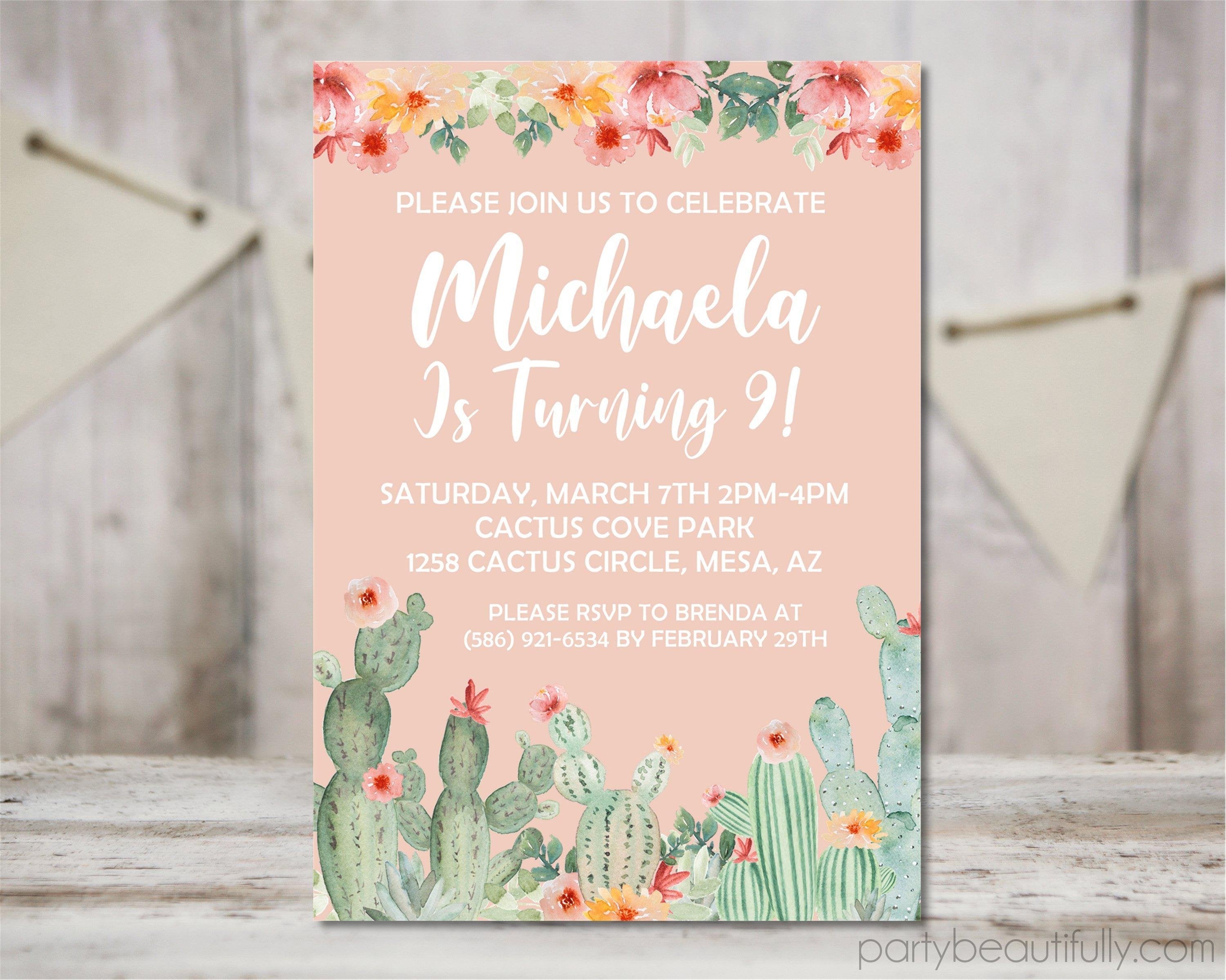 Cactus Birthday Party Invitations