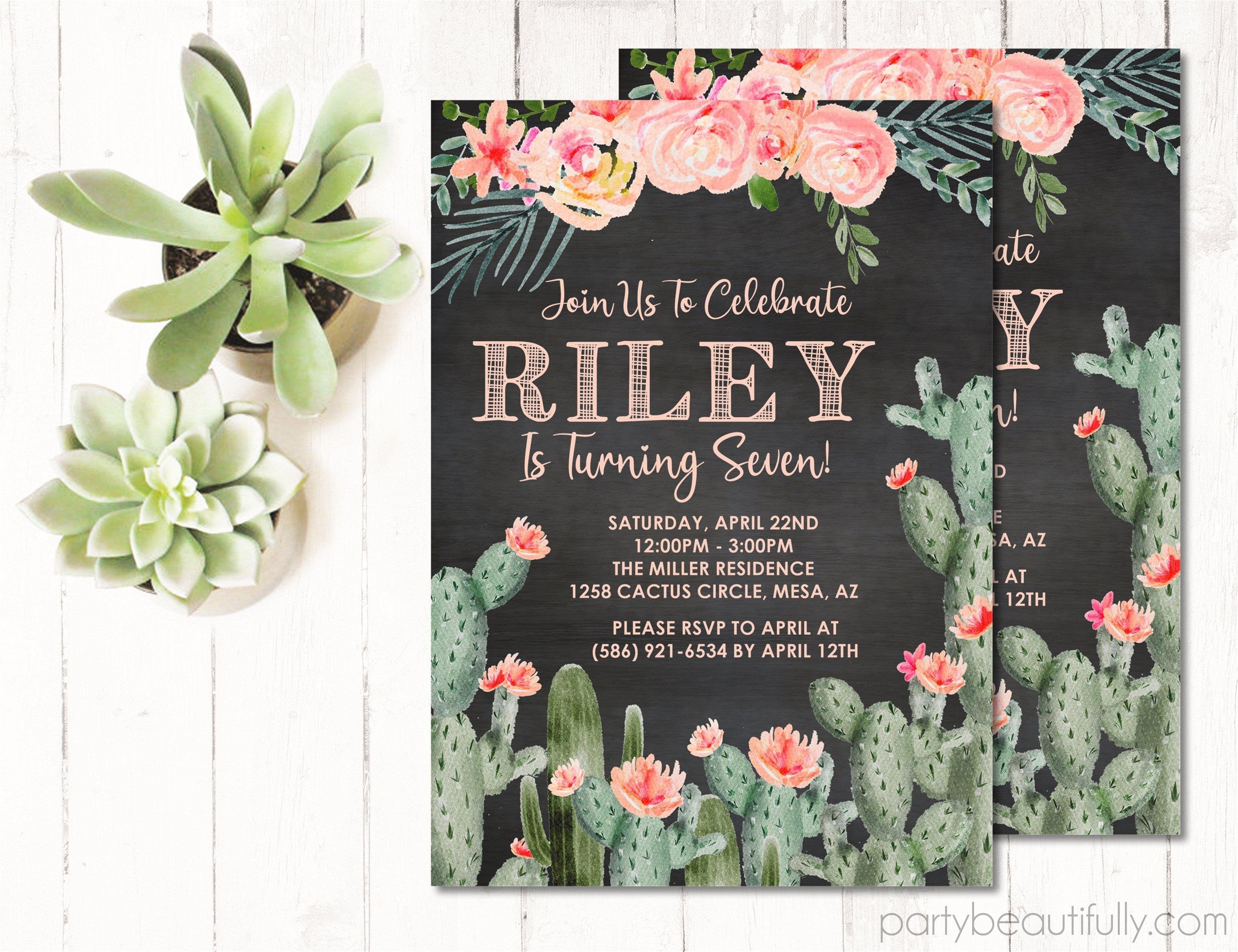 Cactus Birthday Party Invitations