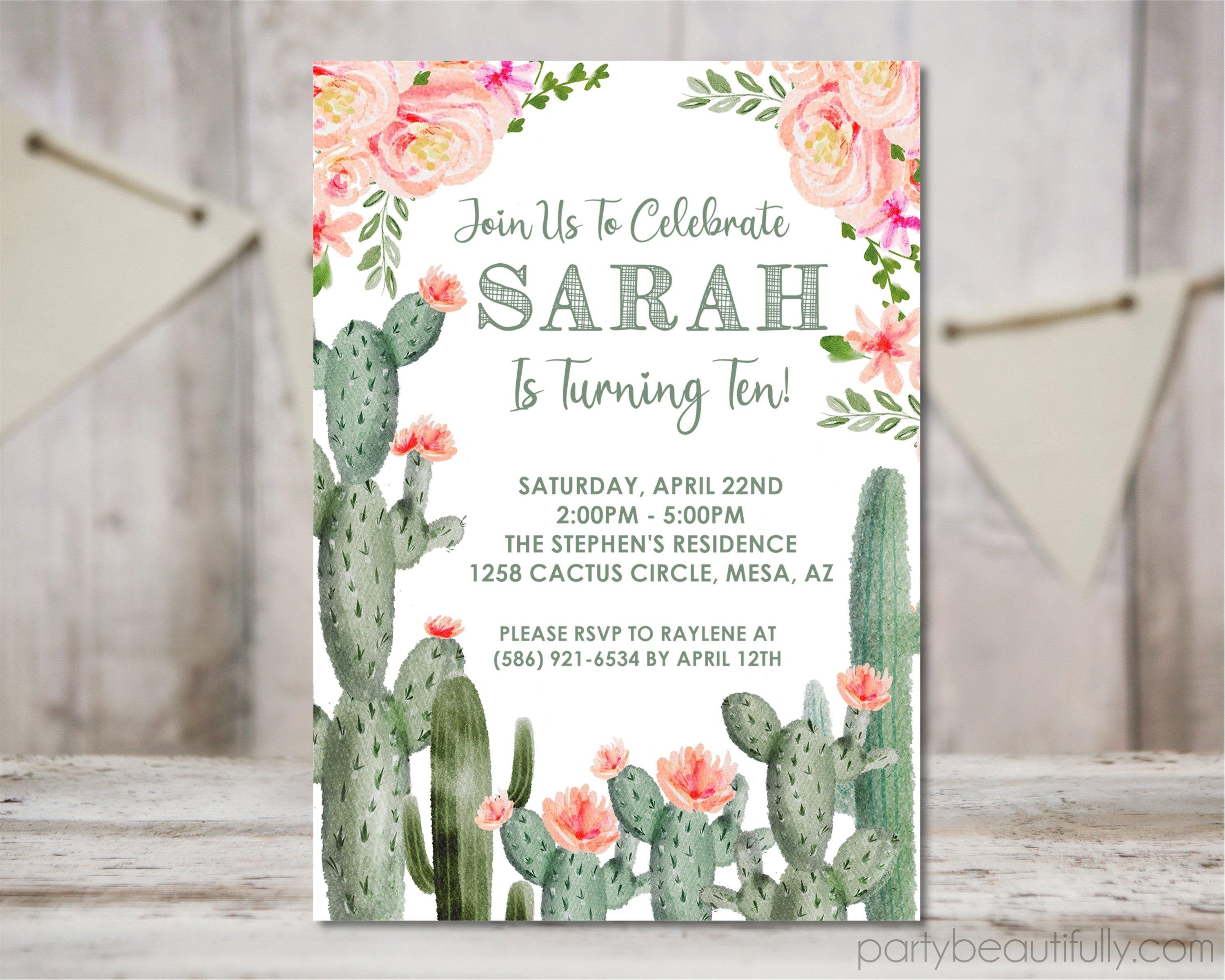 Cactus Birthday Party Invitations