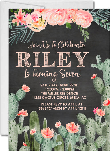 Cactus Birthday Party Invitations