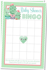 Cactus Succulent Baby Shower Bingo Cards
