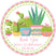 Cactus birthday sticker with succulent plants and decorative pots