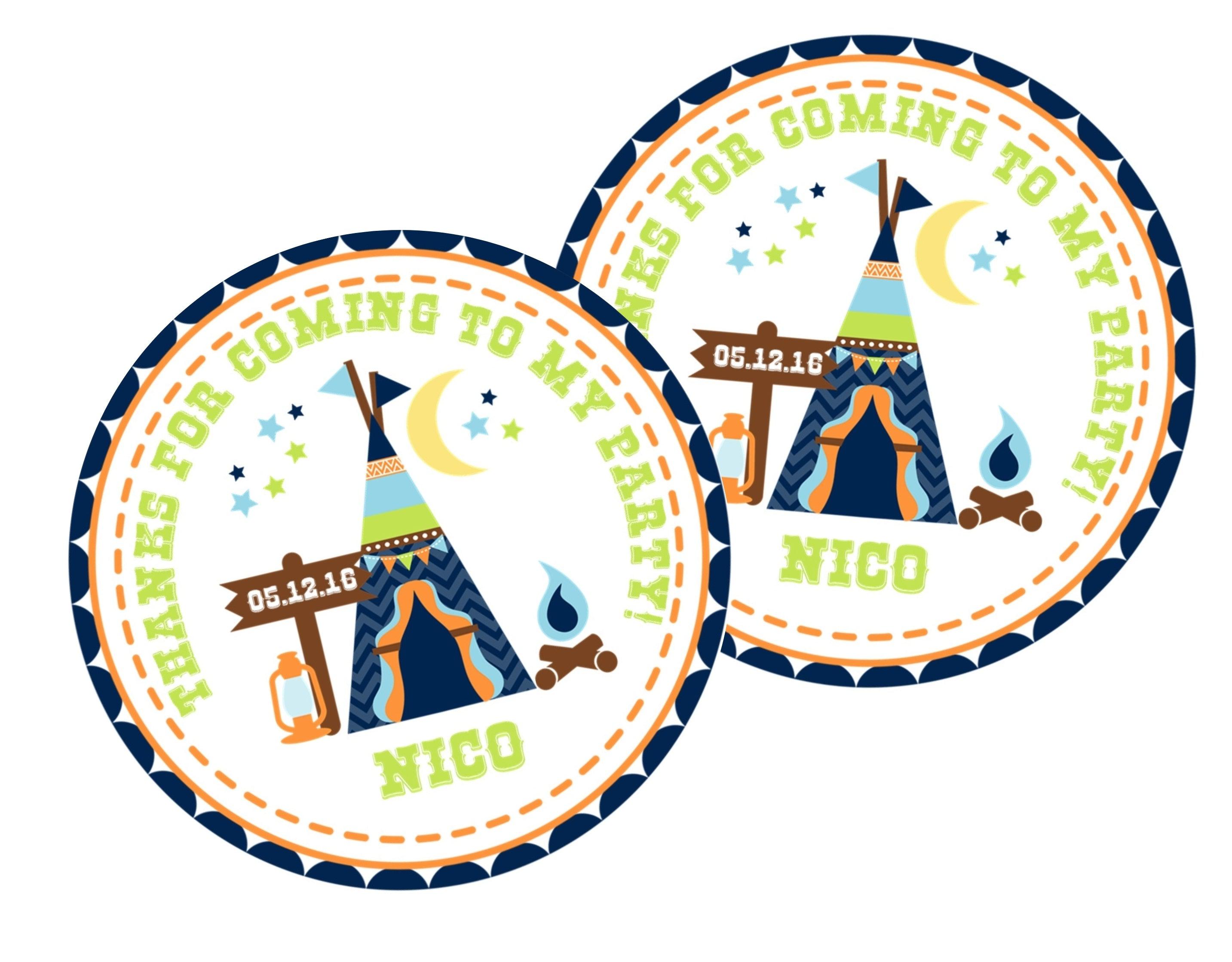 Camping Birthday Party Stickers