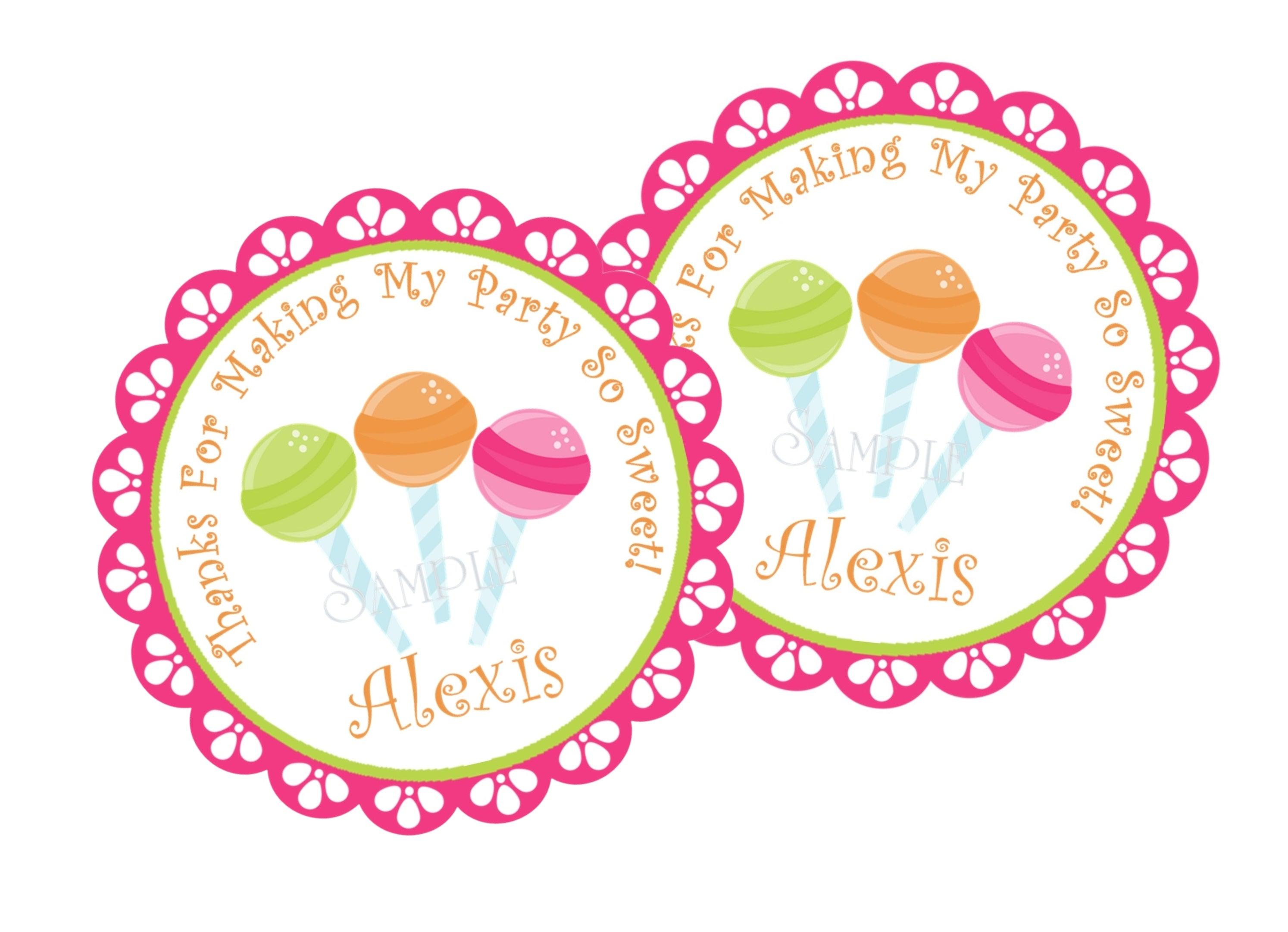 Candy Birthday Party Stickers