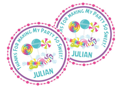 Candy Birthday Party Stickers