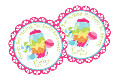 Candy Birthday Party Stickers