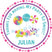 Candy birthday sticker with lollipops and colorful sweet design