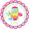Candy party favor sticker with lollipops and candy jar design
