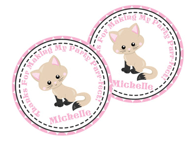 Cat Birthday Party Stickers