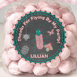 Chalkboard girls bug birthday sticker with pink and teal insects