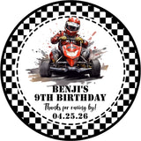 Checkered flag thank you sticker birthday