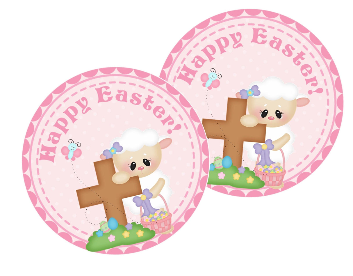 Christian Easter sticker featuring lamb illustration