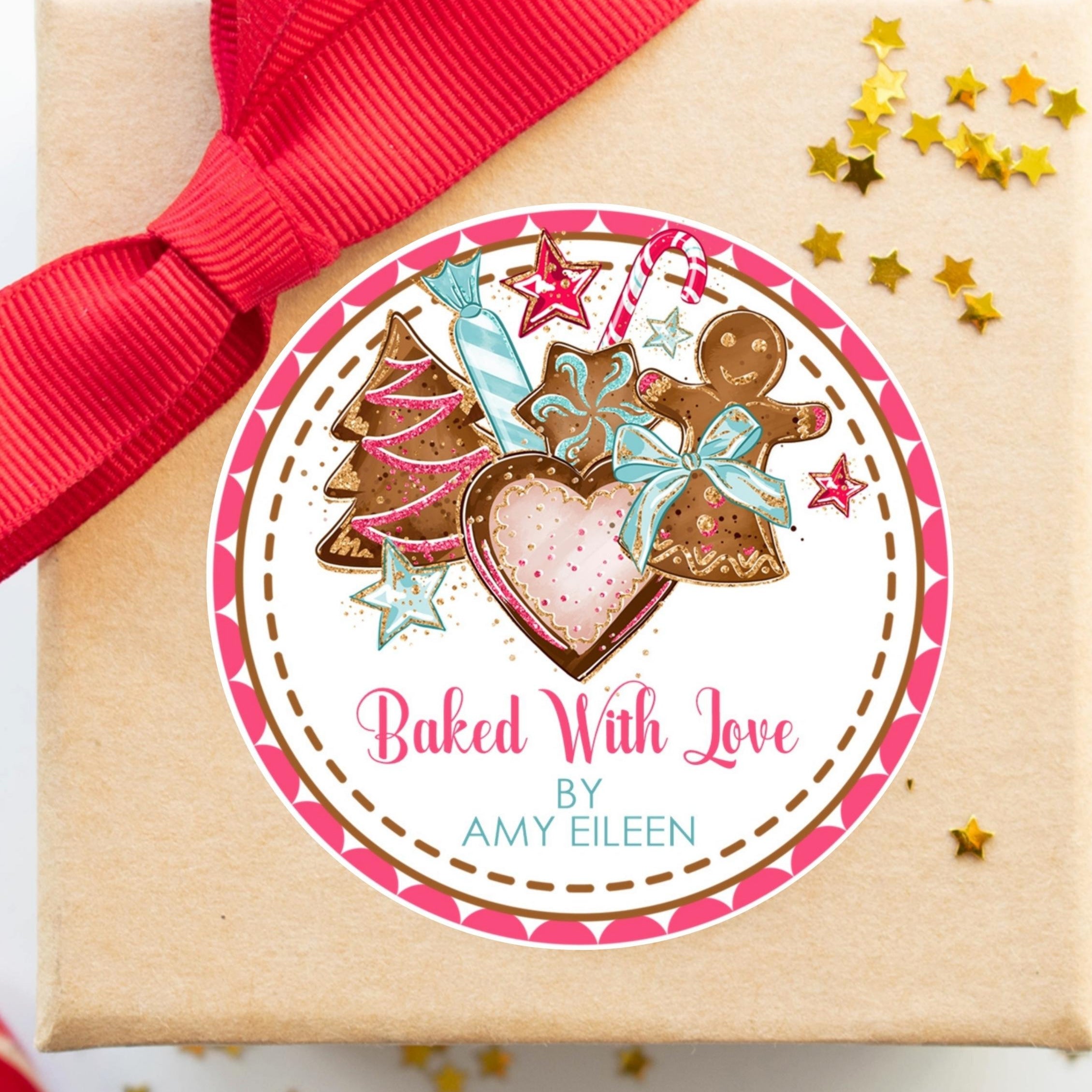 Christmas Cookie Baked With Love Stickers