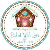 Baked With Love Christmas Stickers – Holiday Cookie Exchange Labels – Christmas Baking Gift Stickers