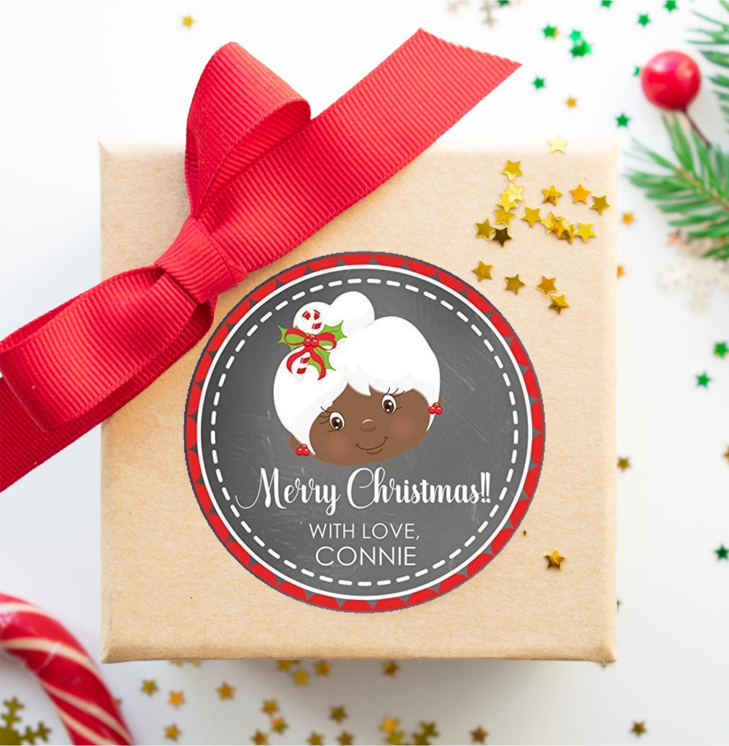 Brown Mrs. Claus Christmas Stickers