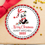 Christmas panda sticker with festive holiday details
