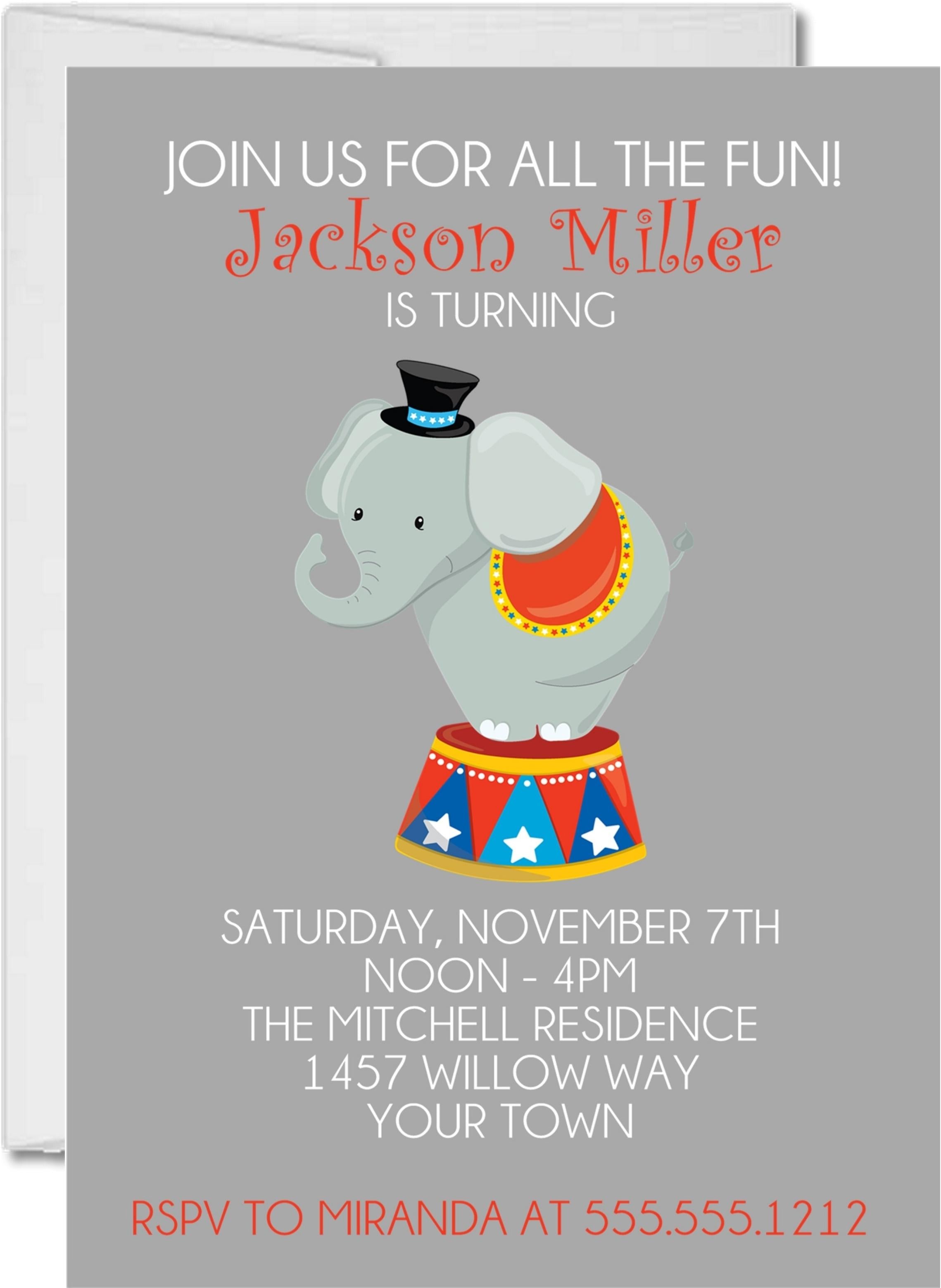 Circus Birthday Party Invitations