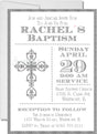 Classic cross baptism invitation in silver design