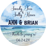 Coastal wedding label with names and date