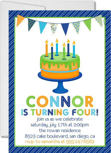 Colorful Birthday Cake Party Invitations