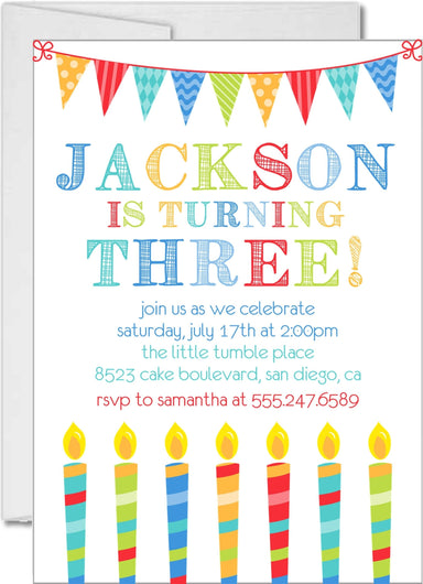 Colorful Birthday Candles Party Invitations