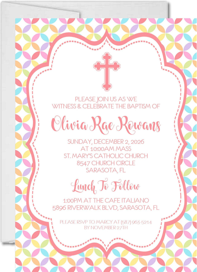 Colorful Pastel Baptism Invitations