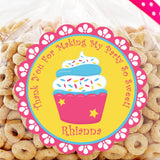 Colorful sprinkle cupcake birthday sticker