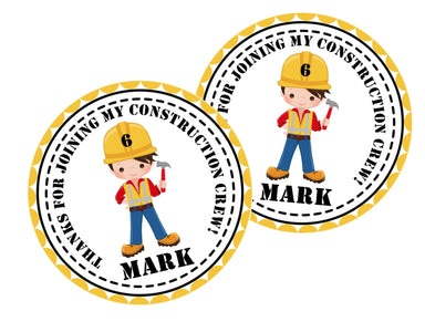 Construction Birthday Party Stickers