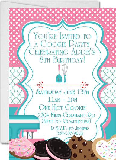 Cookie Baking Birthday Party Invitations