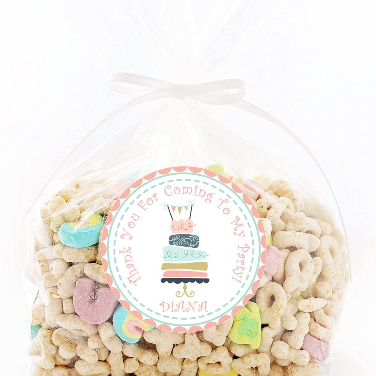 Coral and mint girls cake birthday sticker design
