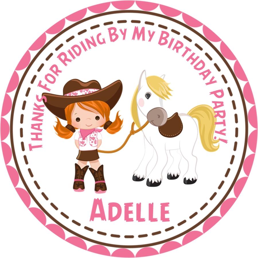 Cowgirl Birthday Party Stickers