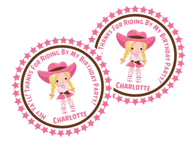 Cowgirl Birthday Party Stickers