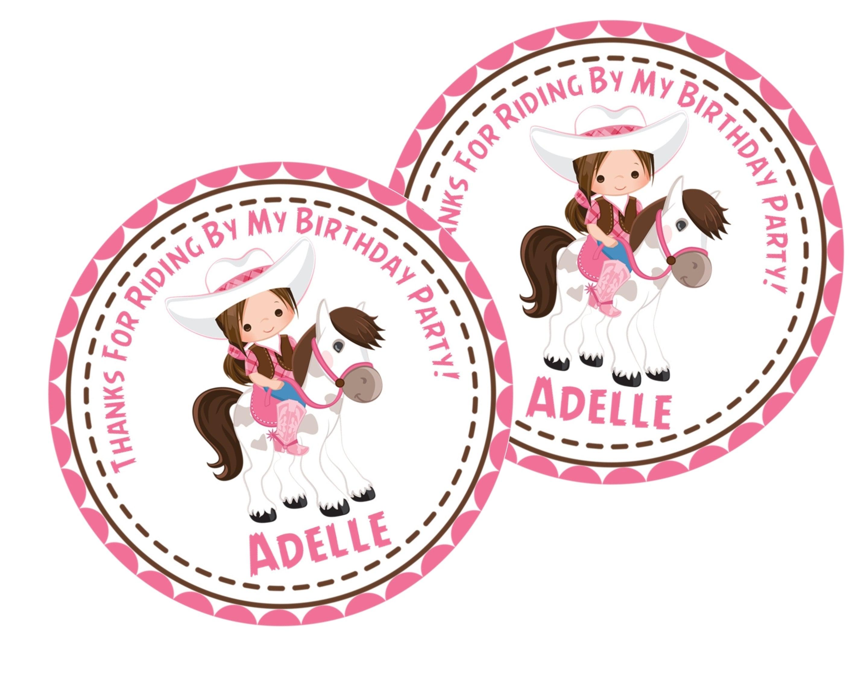 Cowgirl Birthday Party Stickers