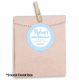 Custom blue 1st birthday sticker design