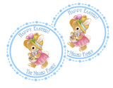 Custom blue bunny Easter favor label