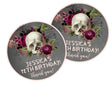 Dark floral skull Halloween birthday sticker
