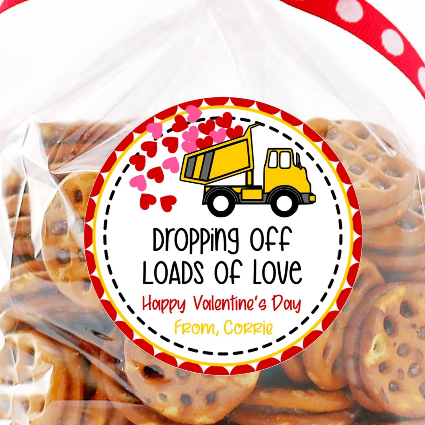 Dump Truck Valentine Stickers