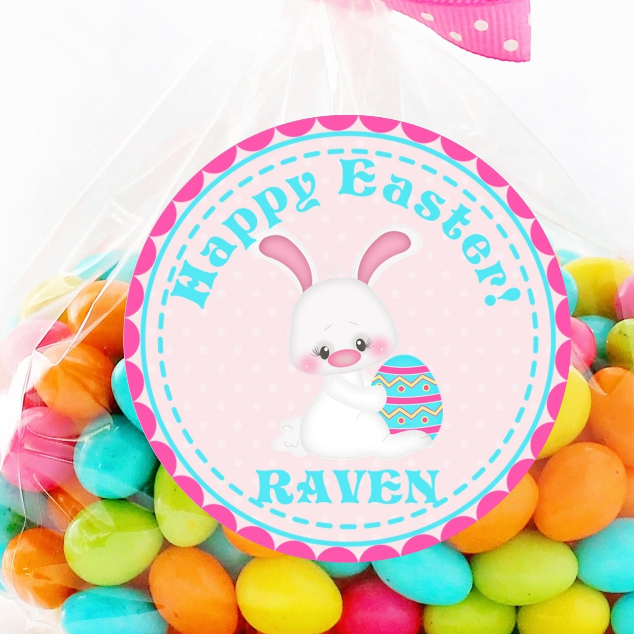 Pink And Blue Easter Bunny Stickers