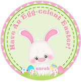 Easter Bunny Stickers – Personalized Happy Easter Favor Labels – Bunny & Easter Egg Party Stickers
