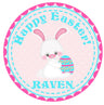 Easter Bunny Stickers – Personalized Happy Easter Favor Labels – Bunny & Easter Egg Party Stickers