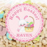 Easter bunny sticker with basket of eggs