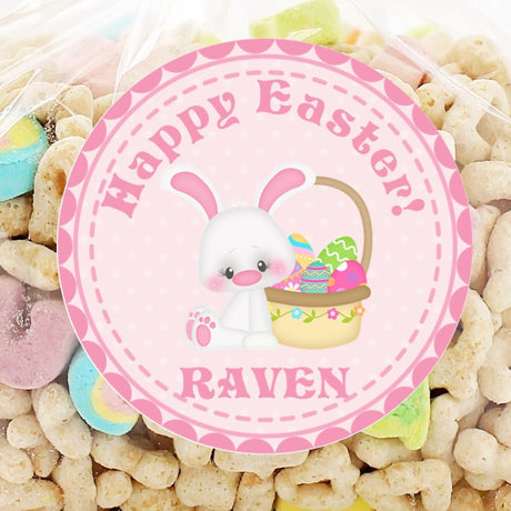 Easter bunny sticker with basket of eggs