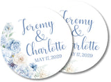Elegant blue botanical wedding favor label
