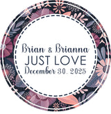 Elegant navy floral wedding favor sticker