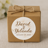 Elegant white botanical wedding favor sticker design