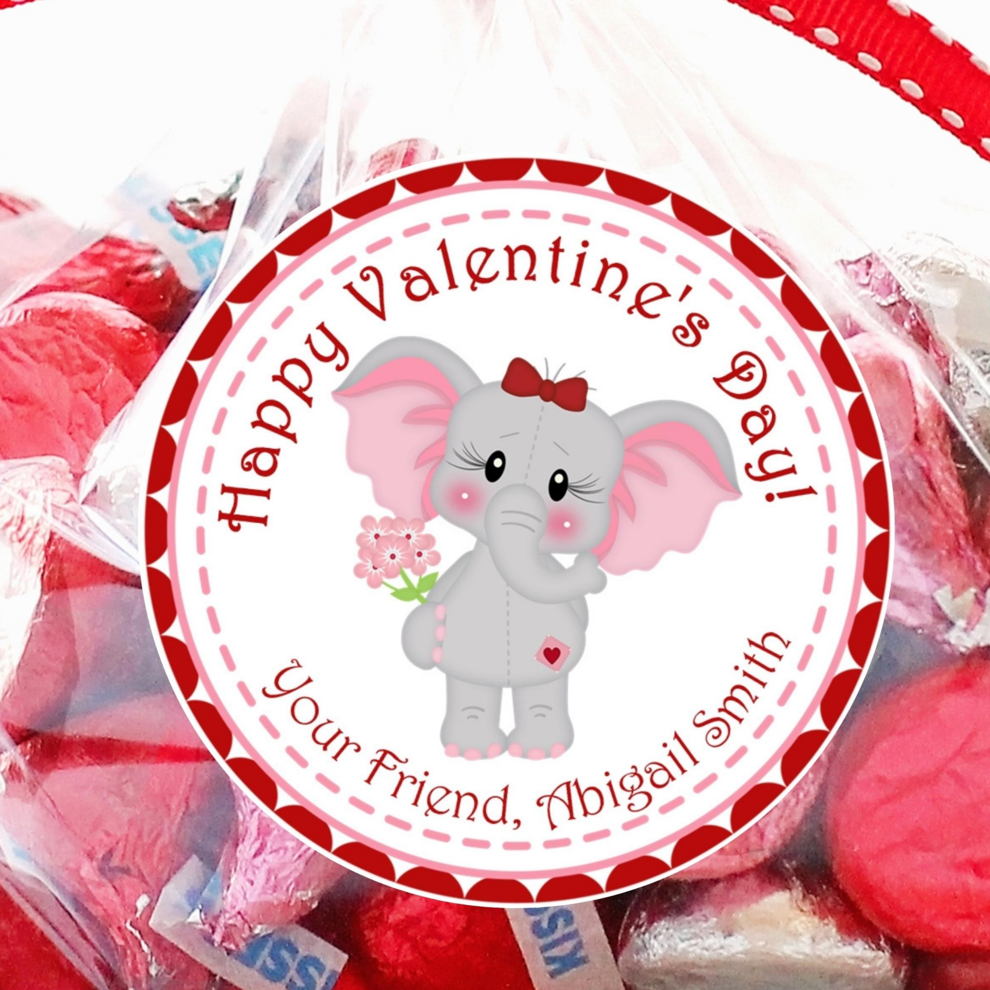 Elephant Valentine Stickers