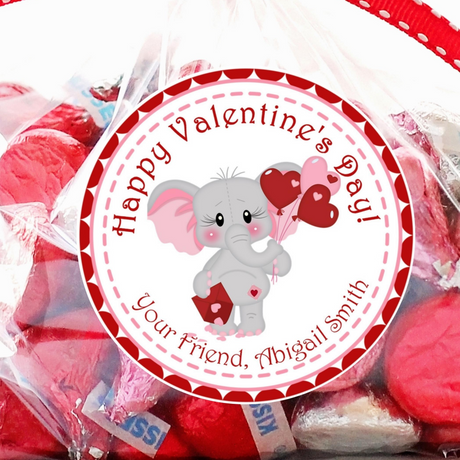 Elephant holding heart balloons Valentine sticker