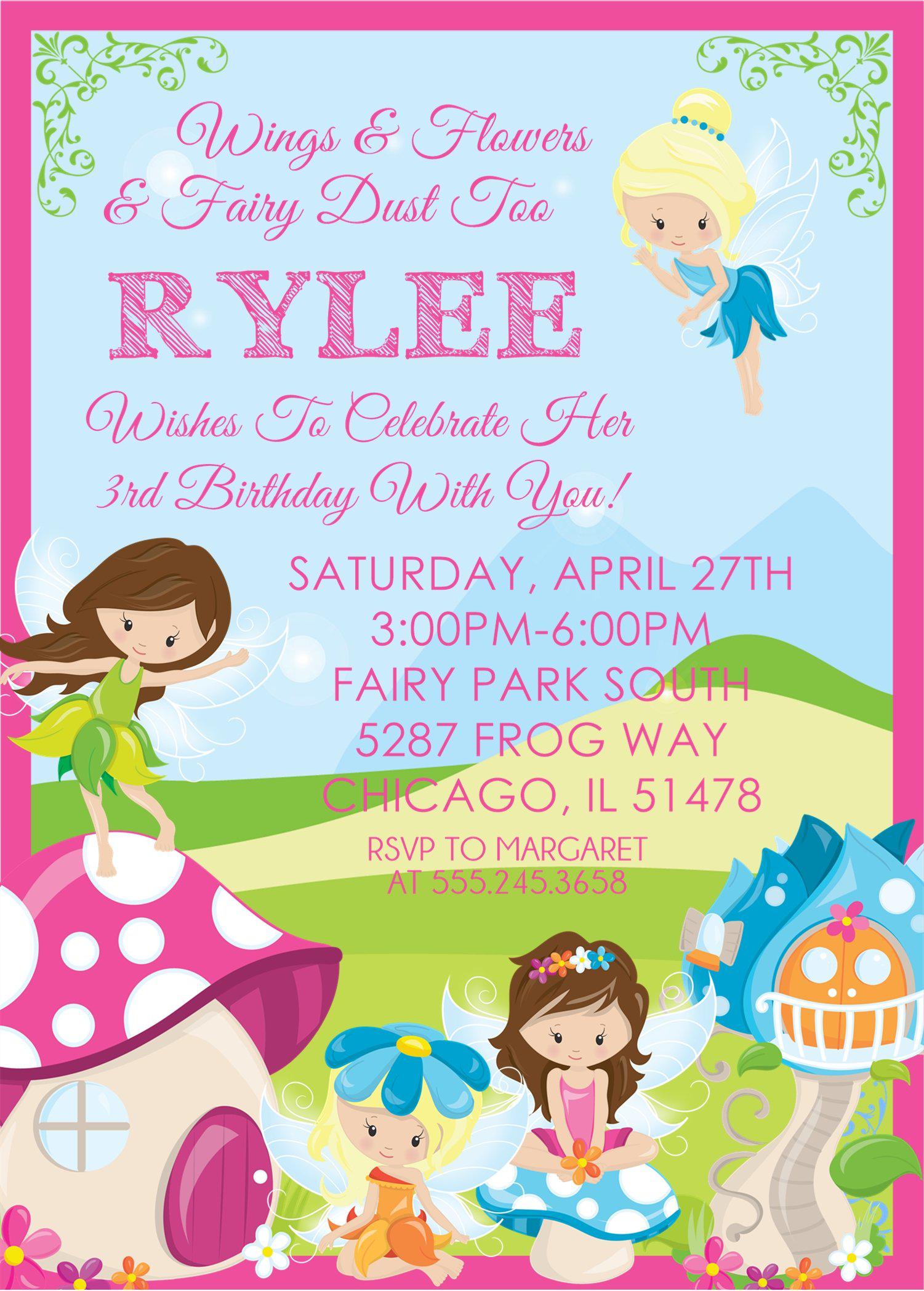 Fairy Birthday Party Invitations