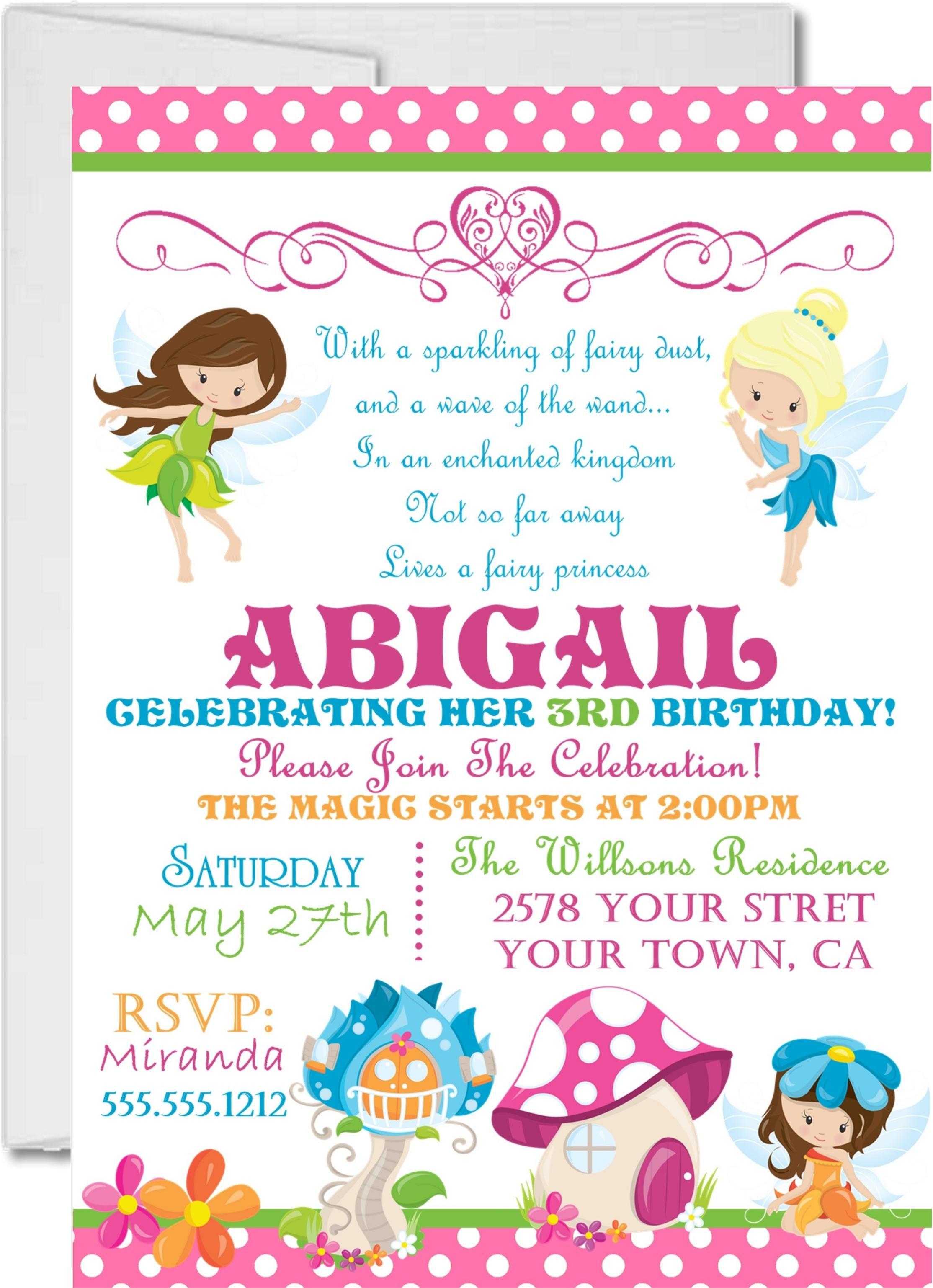 Fairy Birthday Party Invitations